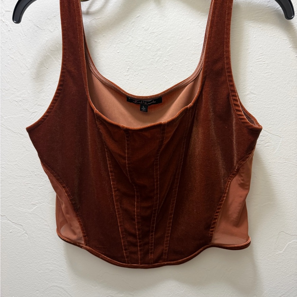 Motel Rocks Rust Velvet Corset Tank - Picture 5 of 5